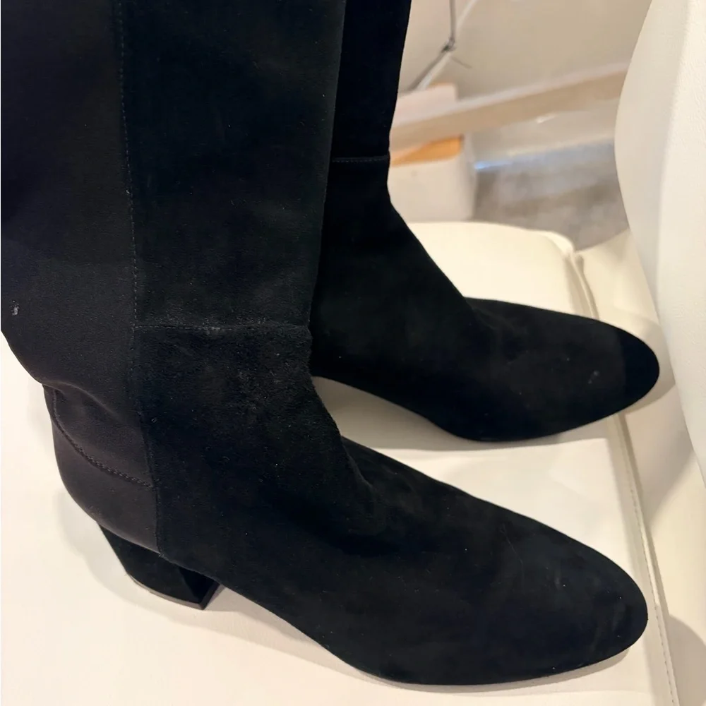 Stuart Weitzman Women's Black Stretch Suede Over-The-Knee‎ Boots SG180 Size 8B